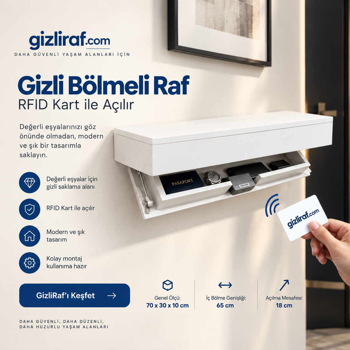 Gizli Bölmeli Raf – Değerli Eşyalar İçin Güvenli Saklama